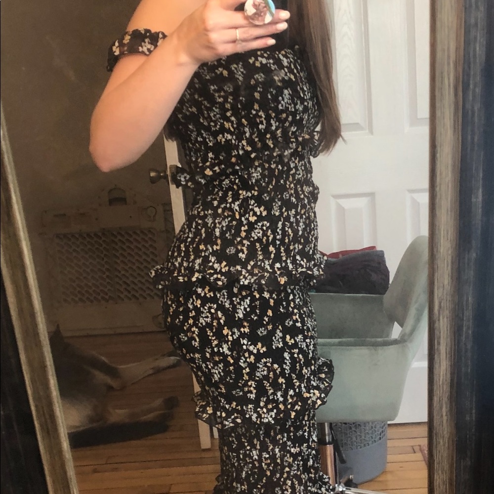 Black Floral smocked dress